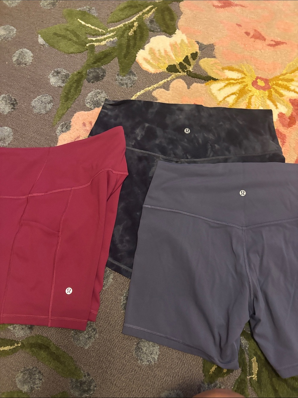 Lululemon High-Rise Black Tie-Dye pink purple set of biker Shorts size 14 - Picture 2 of 5